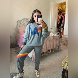 Aviator Nation Neon stripe sweat pants